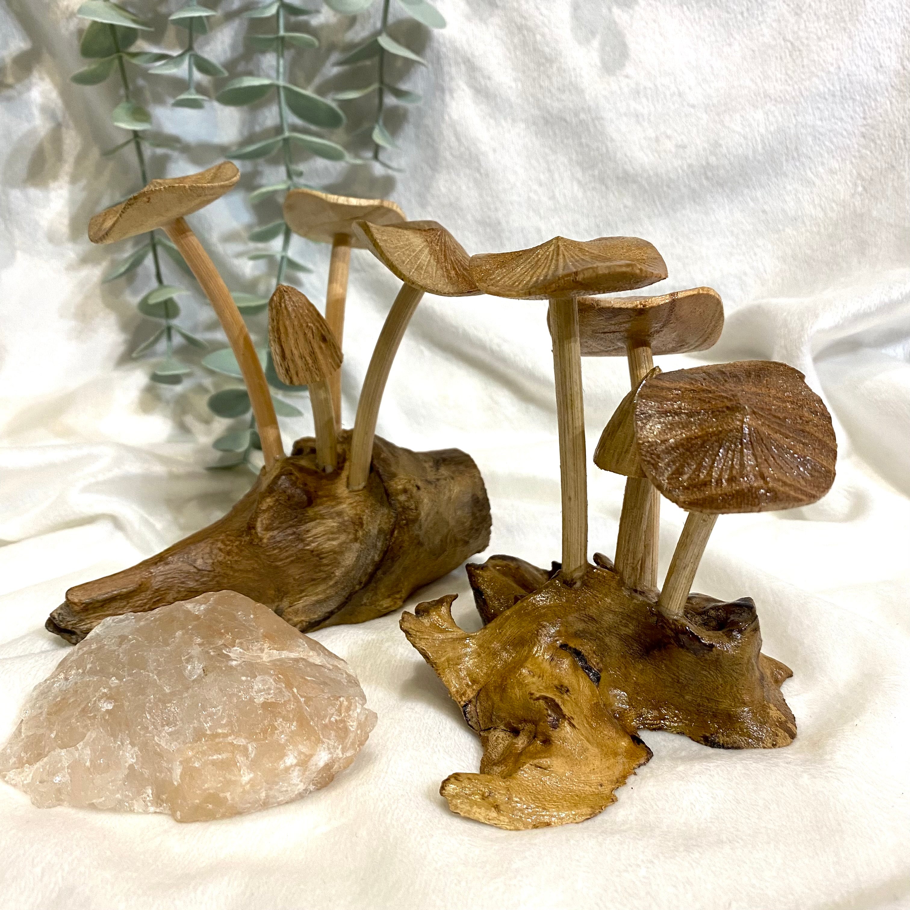 Wooden Mushroom Carvings - Various Sizes