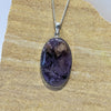 Charoite oval pendant in sterling silver ~ One of a kind