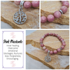 Pink Rhodonite 8mm crystal bead bracelet with tree of life charm