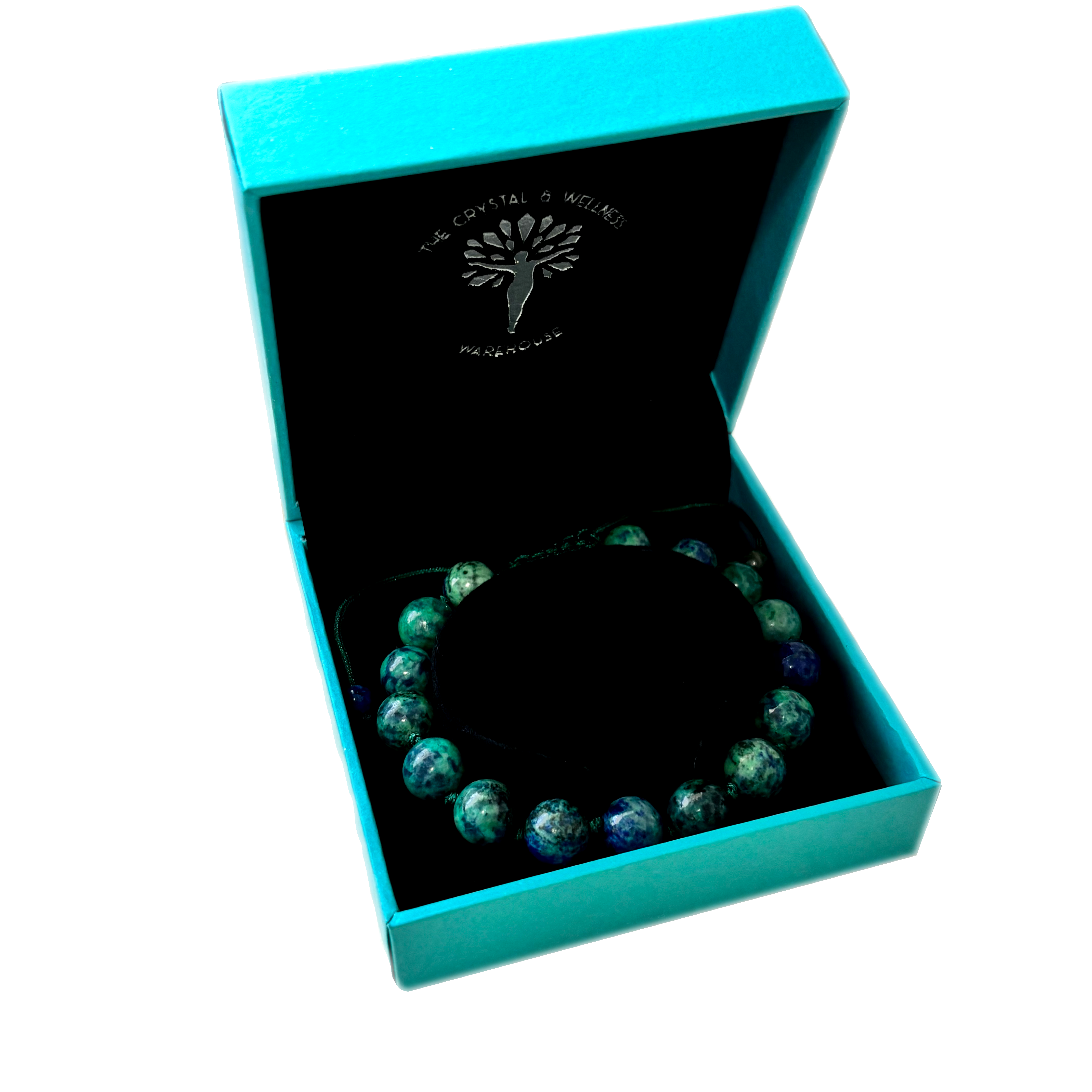 Azurite Adjustable Unisex Bracelet 10mm in luxury gift box with crystal keepsake card