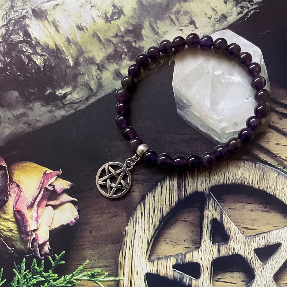 Luna Lovewitch Cursed Collection ~ Amethyst pentagram charm bracelet
