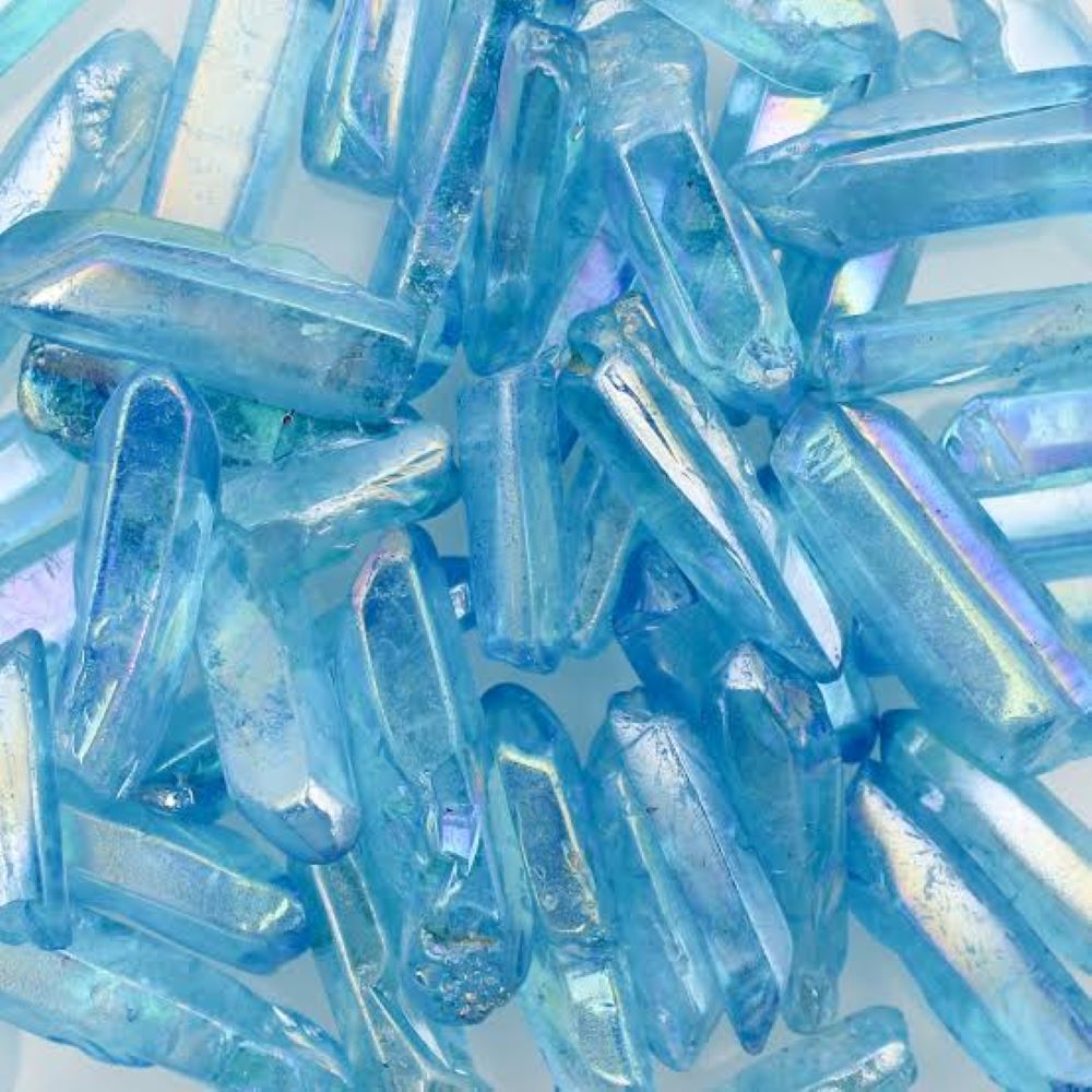 Aqua aura Lemurian quartz gridding points 10 pack ~ 3 size choices