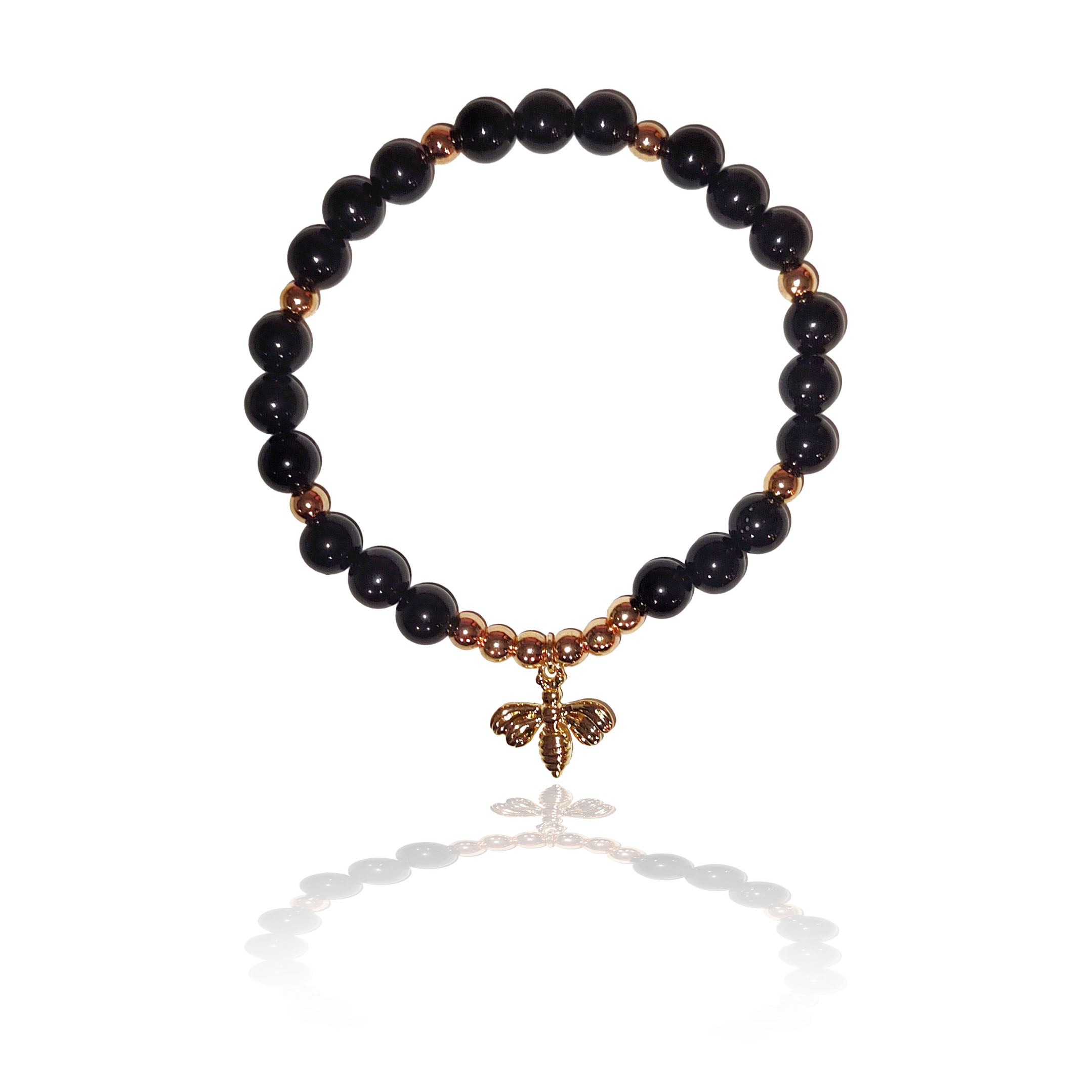 Luna Lovewitch Bumblebee charm bracelet in black obsidian
