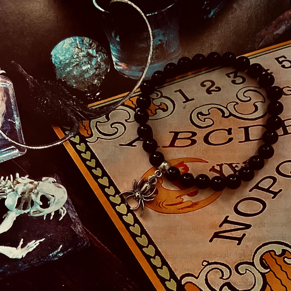 Luna Lovewitch Cursed Collection ~ Black obsidan spider charm bracelet