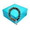 Gold Tiger's Eye 8mm Crystal Bead Bracelet with Silver Tree of Life Charm