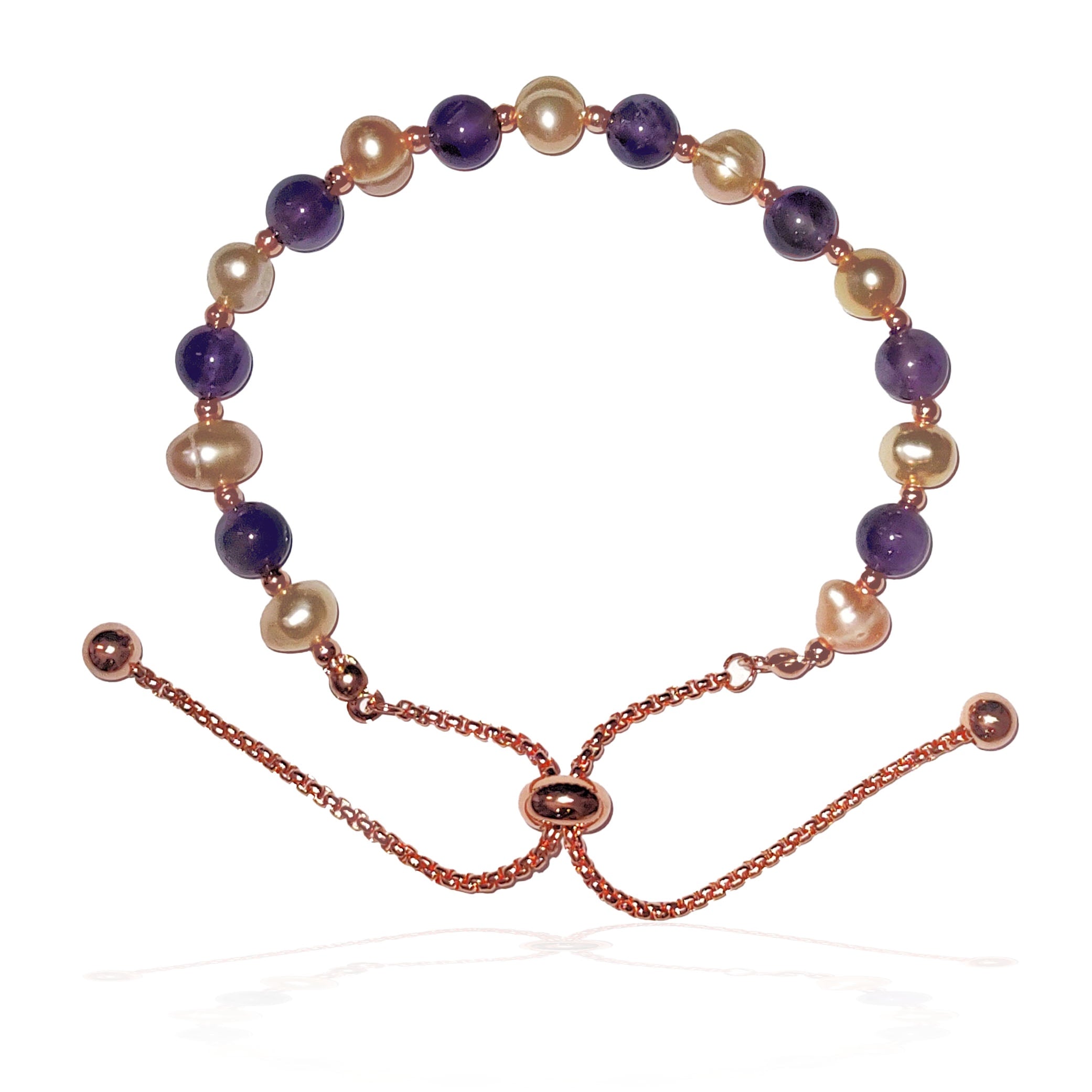 Amethyst & Blush Pearl adjustable bracelet