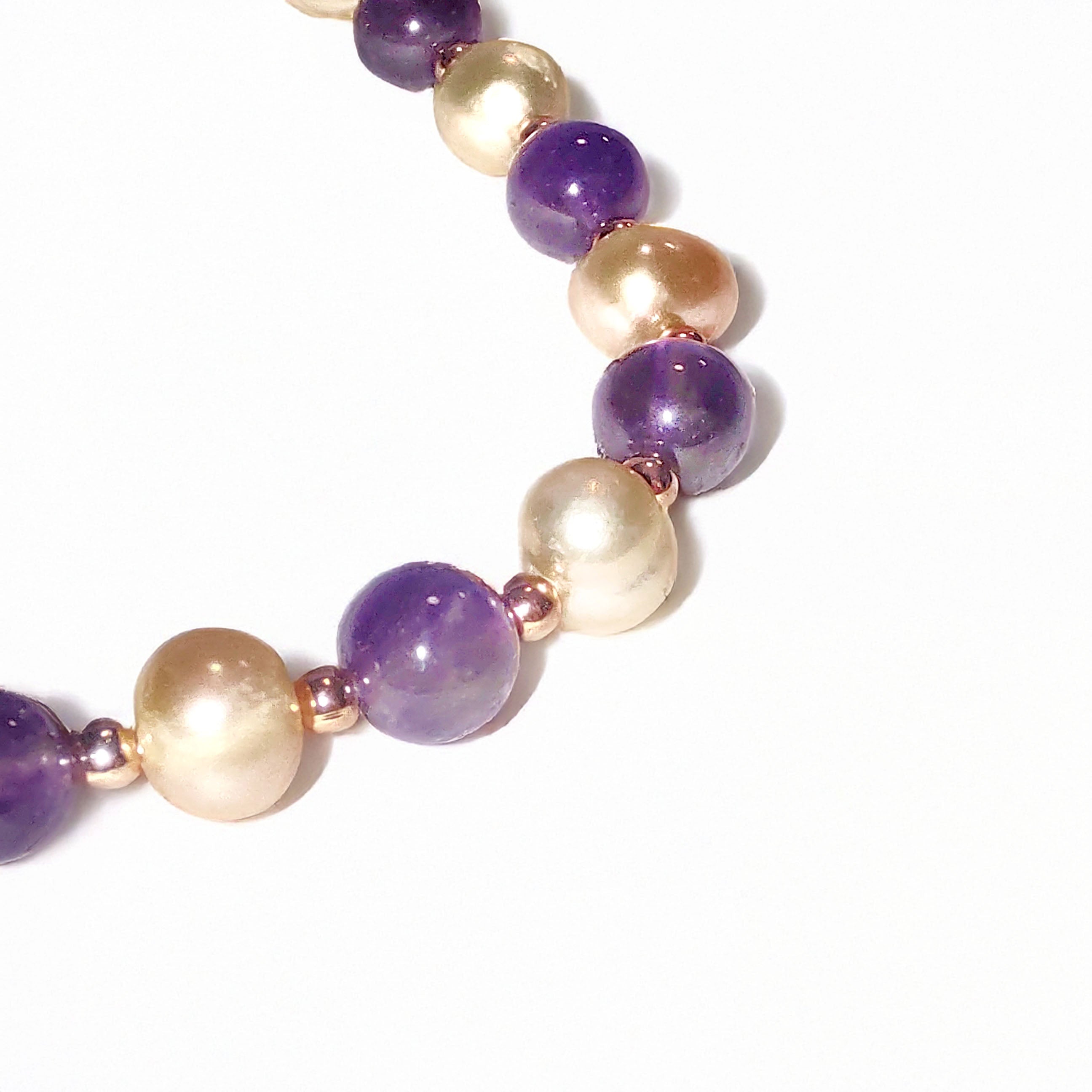 Amethyst & Blush Pearl adjustable bracelet