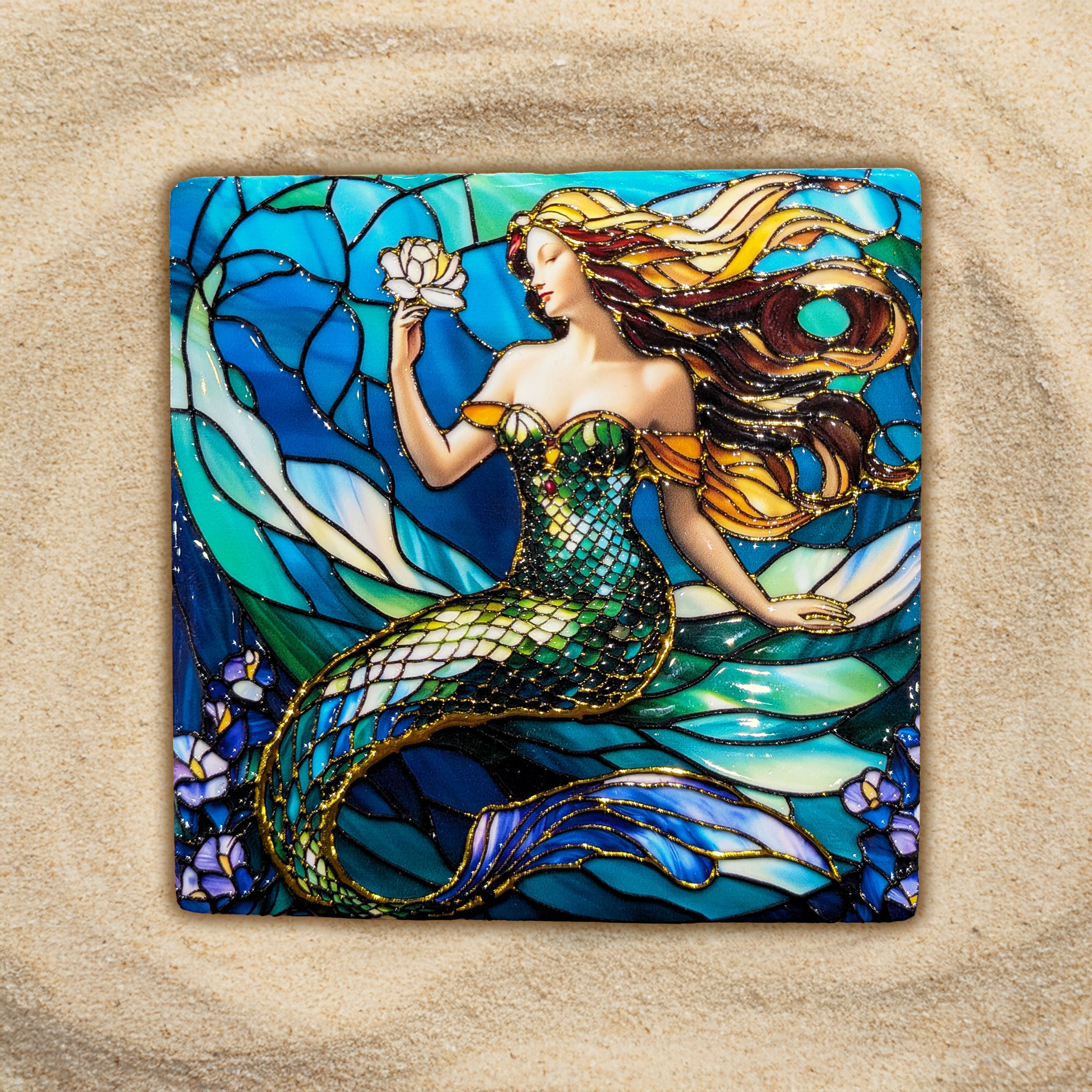 Embossed Mermaid coasters - Set of 4