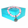 Rose Quartz 8mm crystal bead bracelet with silver tree of life charm