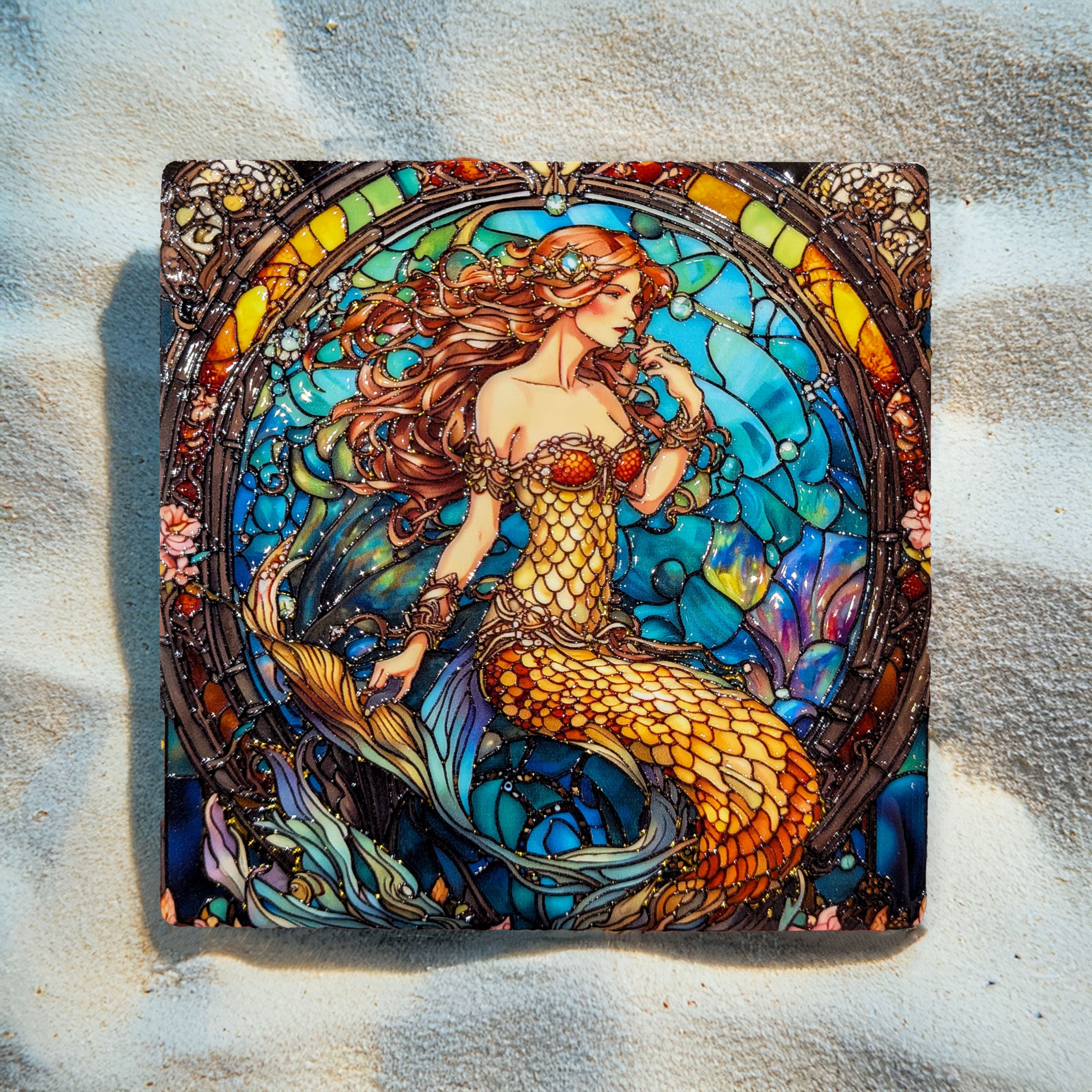 Embossed Mermaid coasters - Set of 4