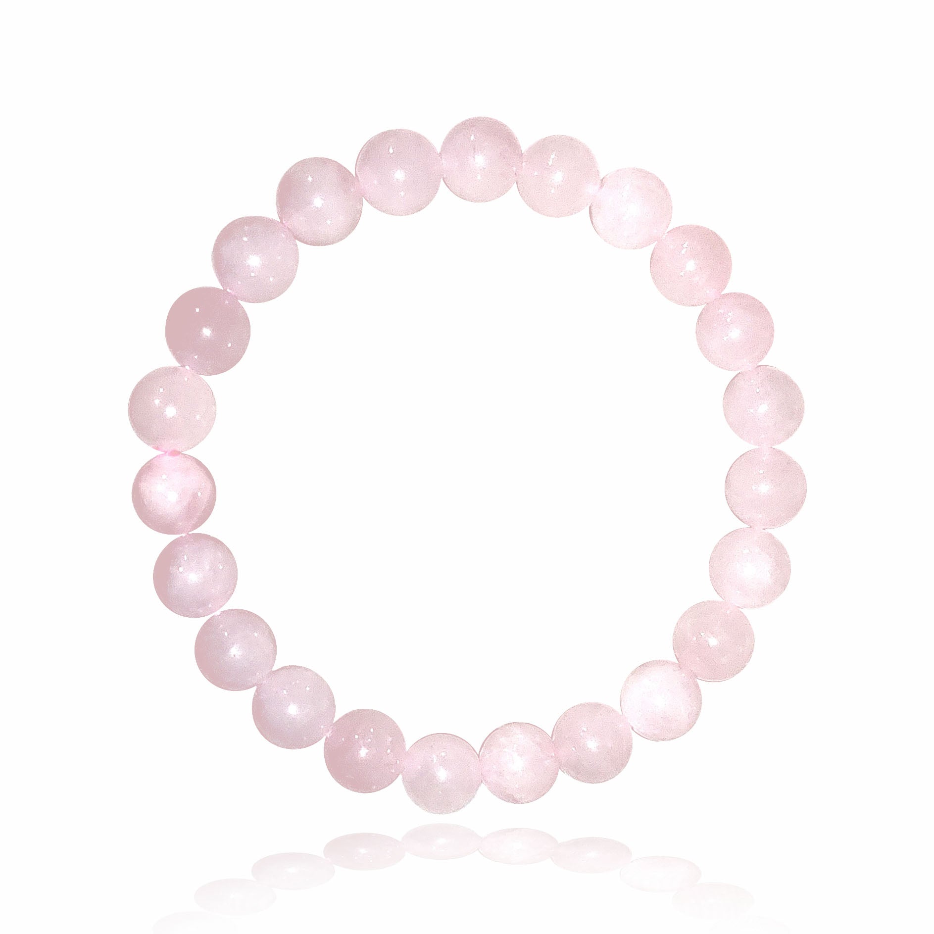 Rose quartz 6mm, 8mm and 10mm polished bead bracelet