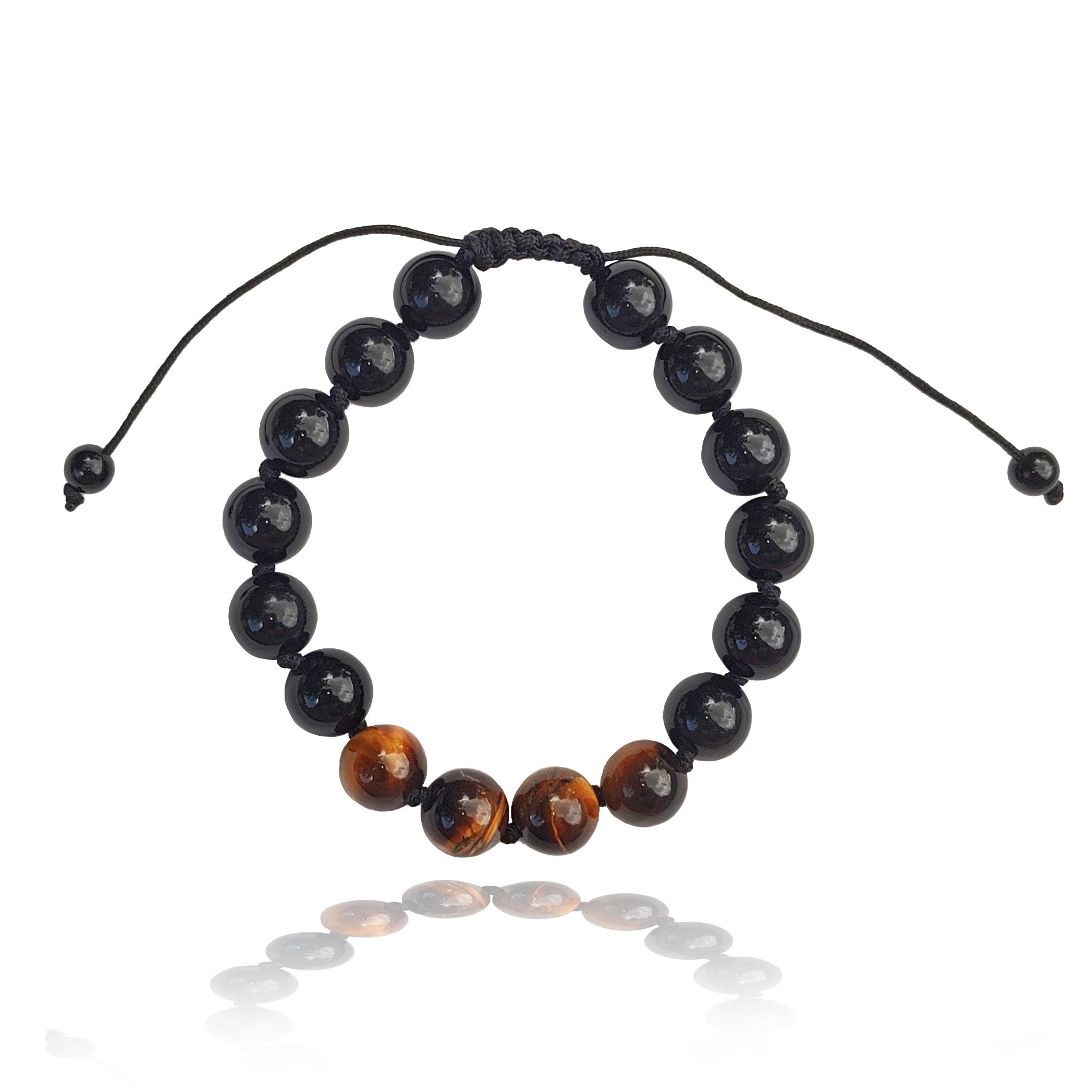 Fearless - Obsidian and Tigers Eye 10mm Adjustable beaded bracelet
