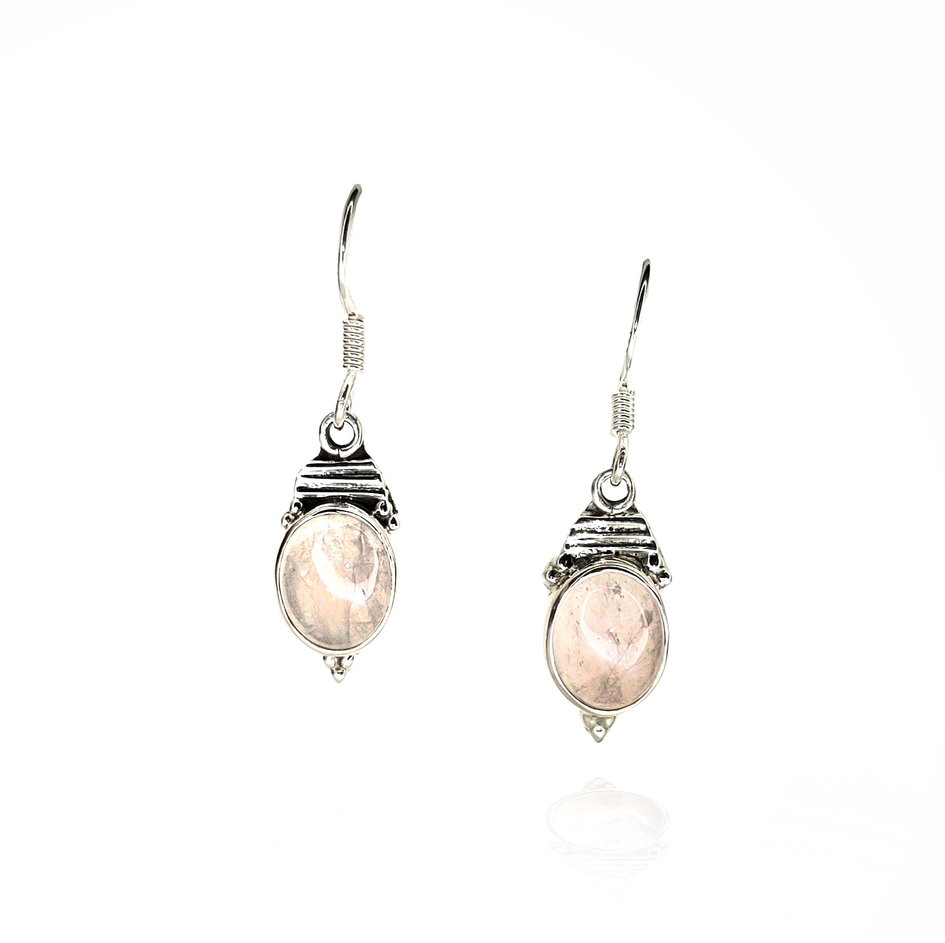 Rose Quartz Oval Cabochon Earrings