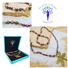 Dragonfly charm necklace with mixed crystal beads of red and brown tones in luxury gift box