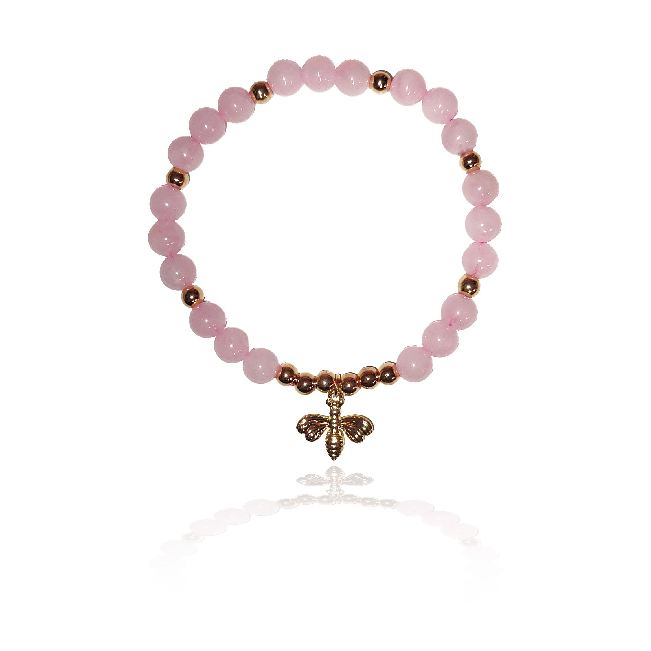 Luna Lovewitch bumblebee charm bracelet in rose quartz