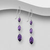 Sparkle sterling silver drop earrings set with purple faceted Austrian crystals