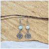 Amazonite 8mm crystal bead drop earrings with silver tree of life charm