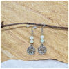 Amazonite 6mm crystal bead drop earrings with silver tree of life charm