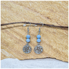 Angelite 6mm crystal bead drop earring with silver tree of life charm