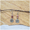Pink Rhodonite 6mm crystal bead drop earrings with silver tree of life charm