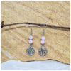 Kunzite 6mm crystal bead drop earring with silver tree of life charm