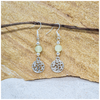 New Jade 8mm crystal bead drop earring with silver tree of life charm