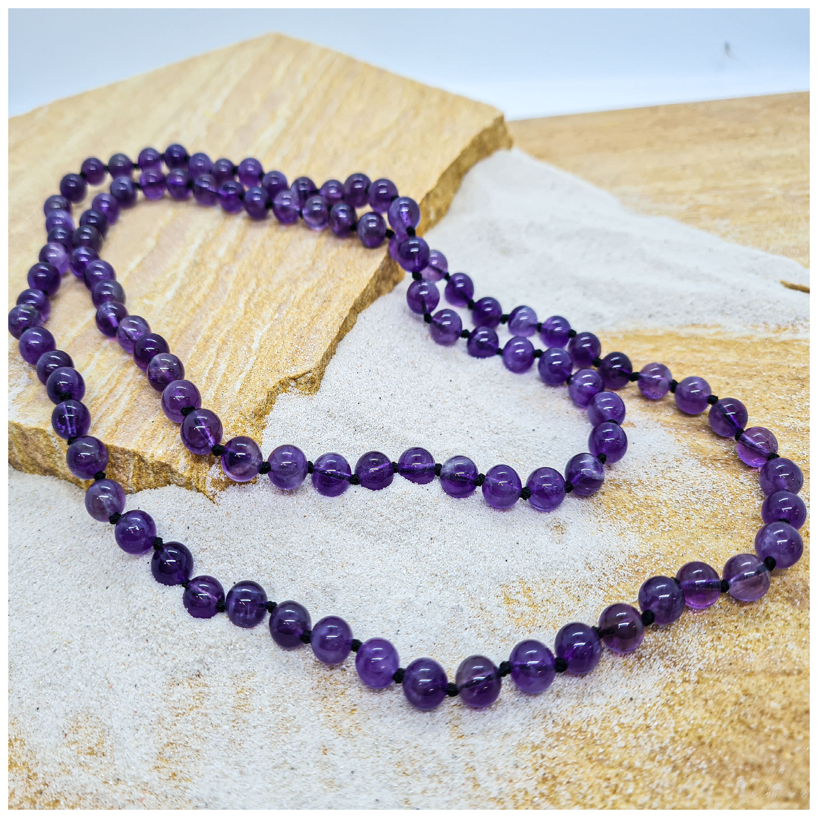 Amethyst 8mm crystal bead necklace in luxury giftbox 80cm