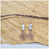 White Howlite 6mm crystal bead drop earrings with rose gold tree of life charm