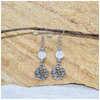 Rainbow Moonstone 8mm crystal bead drop earrings with silver tree of life charm