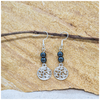 Hematite 6mm crystal bead drop earrings with silver tree of life charm