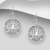 Celtic inspired tree of life round sterling silver hook design earrings