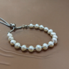 Freshwater Pearl white on silver fashion chain 6mm bead fully adjustable bracelet ~ to fit any size
