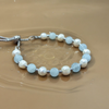 Aquamarine & Freshwater Pearl 6mm bead fully adjustable bracelet ~ to fit any size