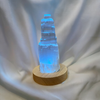 Colour changing LED light wooden stand for crystals