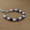 Amethyst & Freshwater Pearl 6mm bead fully adjustable bracelet ~ to fit any size