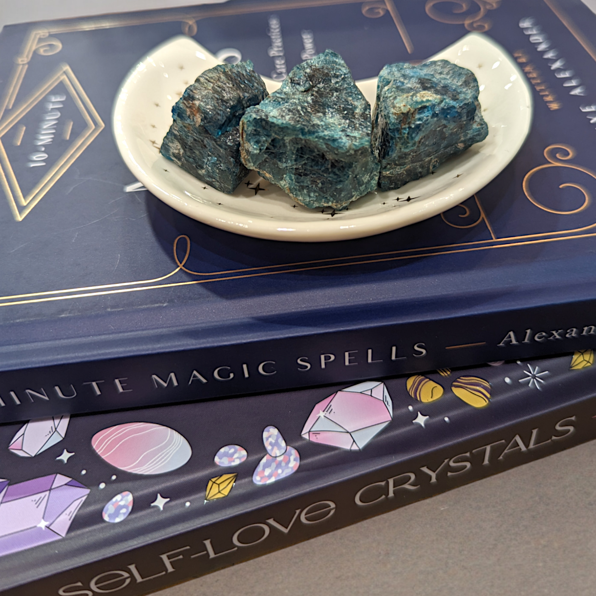 Blue apatite raw chunks