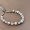 Rose Quartz & Freshwater White Pearl 6mm bead fully adjustable bracelet in fashion silver colour ~ to fit any size