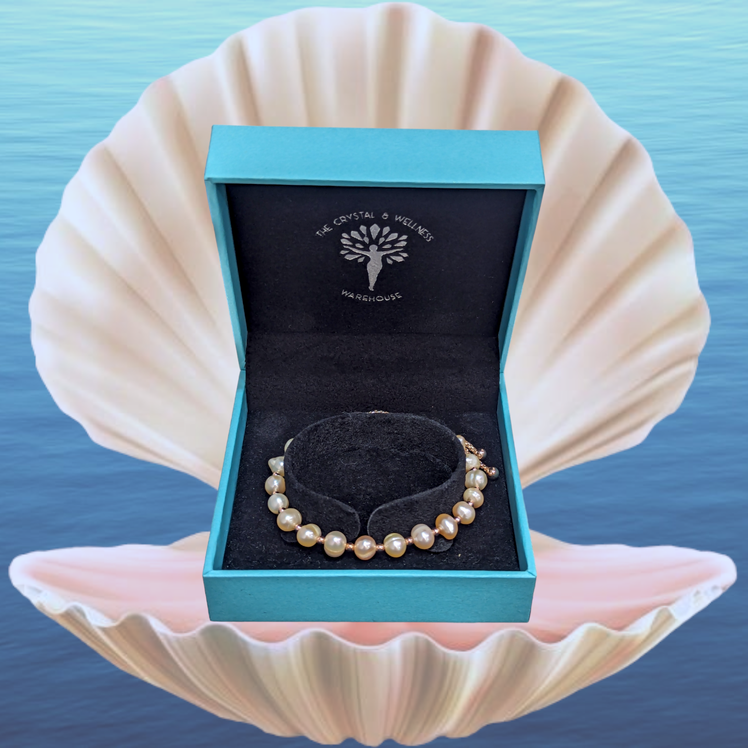 Blush Freshwater Pearl 6mm bead fully adjustable bracelet ~ Rose Gold