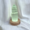 Colour changing LED light wooden stand for crystals