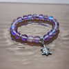 Purple mermaid glass bead bracelet with turtle charm in luxury gift box