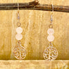 Rose Quartz 6mm crystal bead drop earrings with rose gold tree of life charm