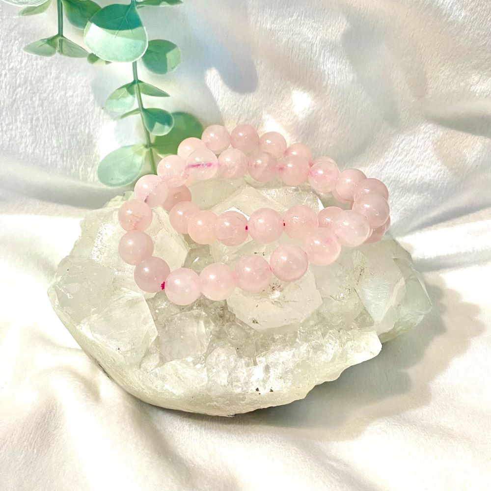 Rose quartz 10mm polished bead bracelet