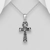 Ankh with hieroglyphic detail sterling silver pendant