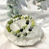 Flower jade polished bead bracelet in 6m and 8mm bead sizes