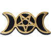 Triple Moon Goddess Pentagram Incense Holder Black/Gold