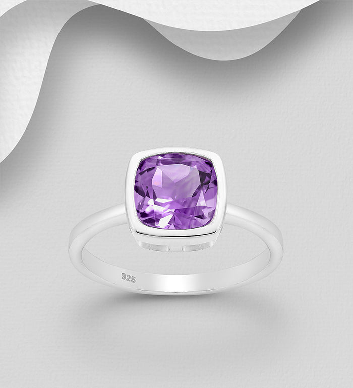 Amethyst Cushion Cut Ring Rings The Crystal and Wellness Warehouse 