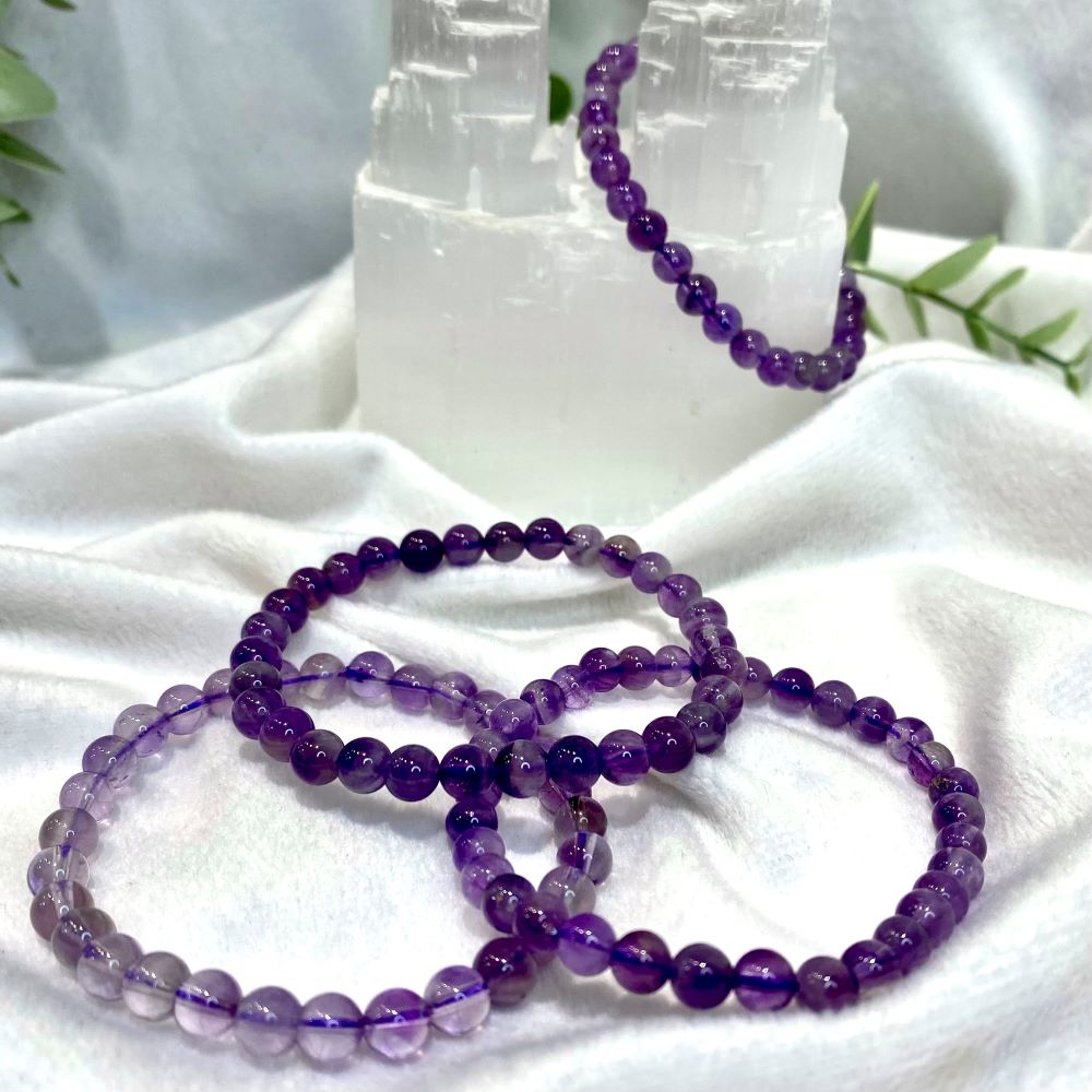 Amethyst 6mm bead bracelet