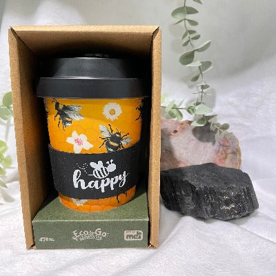 "Bee Happy" Eco-to-Go Coffee & Tea Cups The Crystal and Wellness Warehouse 