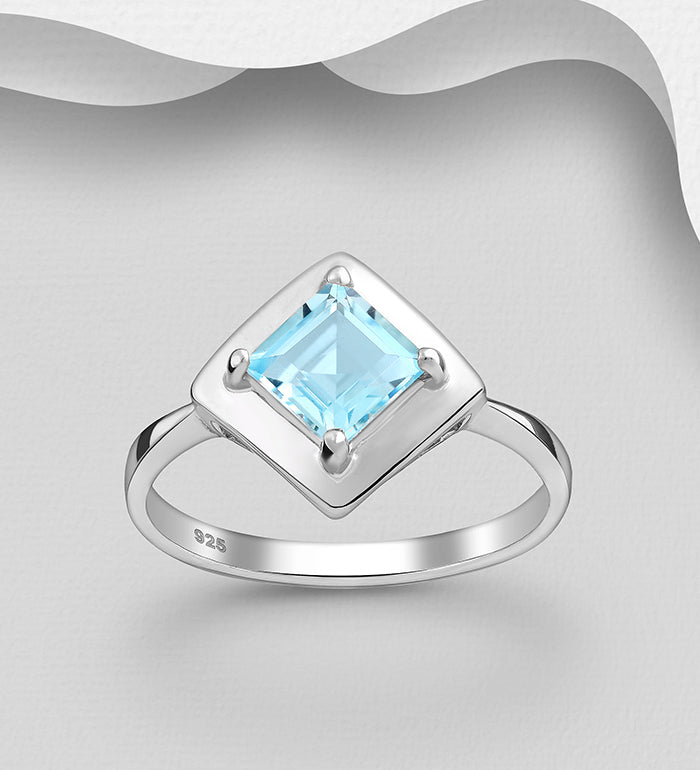 Blue Topaz Square Ring Rings The Crystal and Wellness Warehouse 