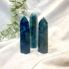 Blue apatite polished points various sizes